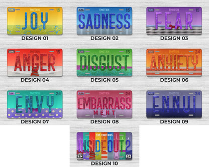Set of the emotions license plate