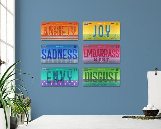 Set of the emotions license plate