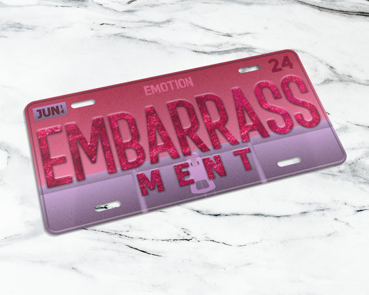 Embarrassment emotion license plate