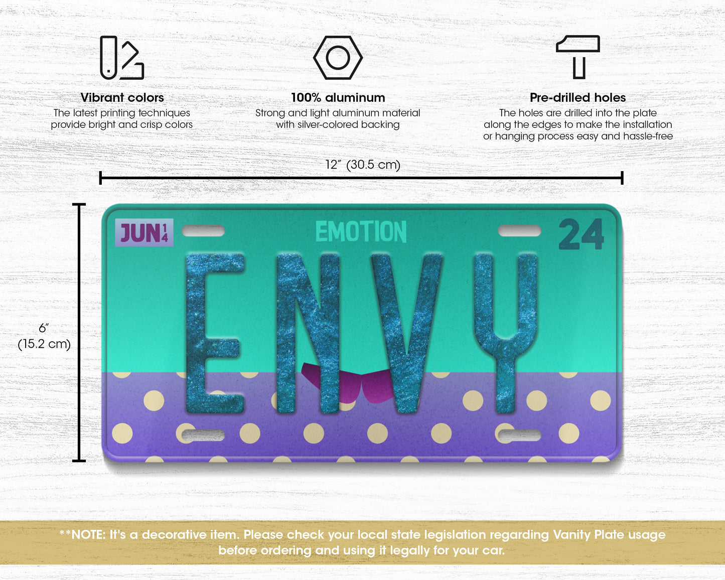 Envy emotion license plate