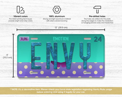 Envy emotion license plate
