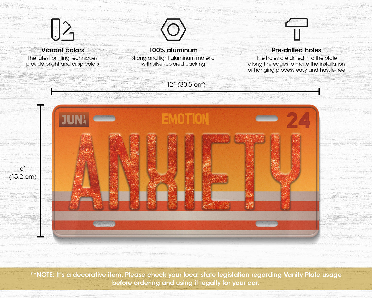 Anxiety emotion license plate