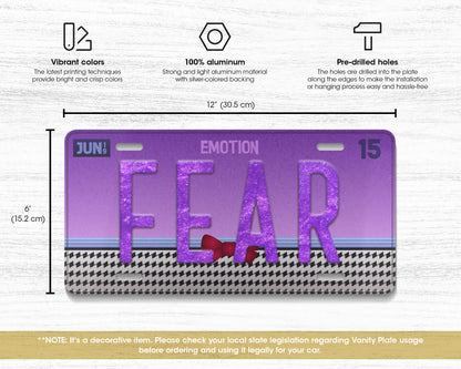 Fear emotion license plate