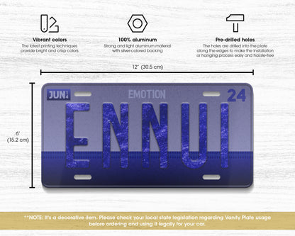 Ennui emotion license plate