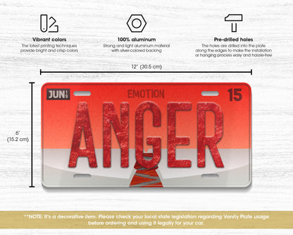 Anger emotion license plate