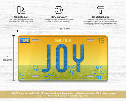 Joy emotion license plate