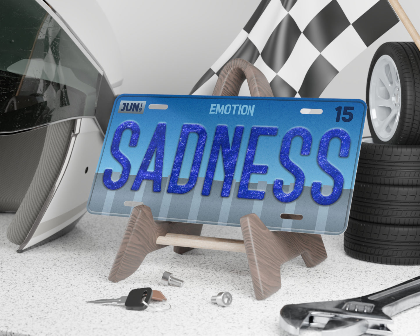 Sadness emotion license plate