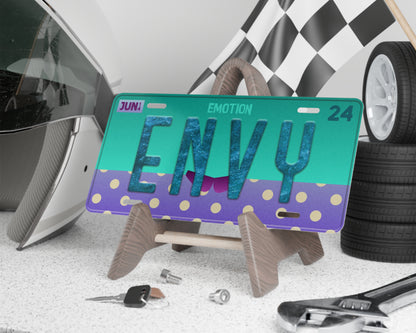 Envy emotion license plate