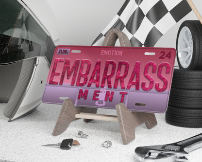 Embarrassment emotion license plate