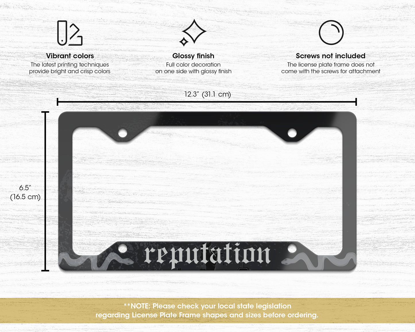Reputation era license plate frame