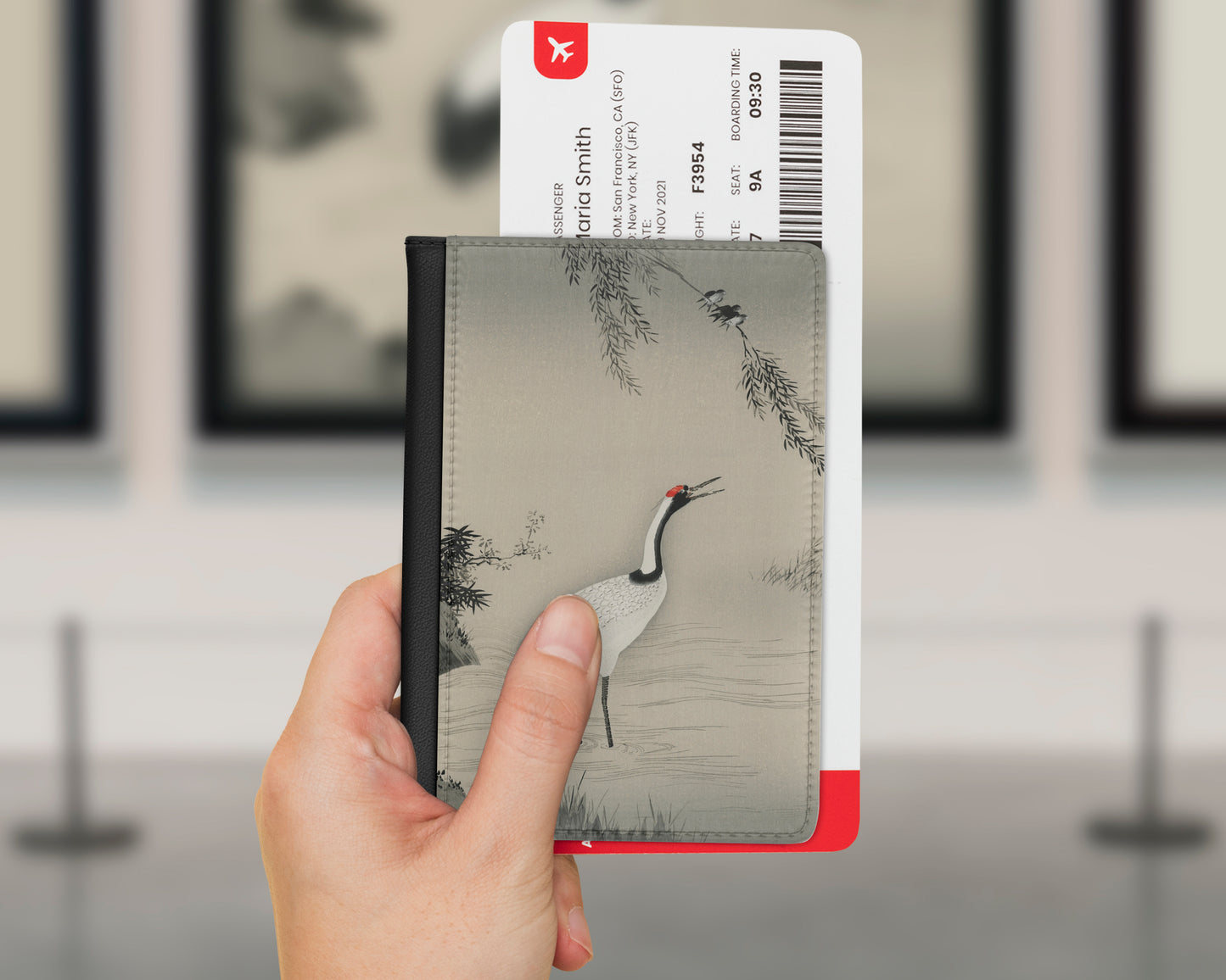 Kano Motonobu - A Traditional Portrait of a Beautiful Japanese Crane passport cover