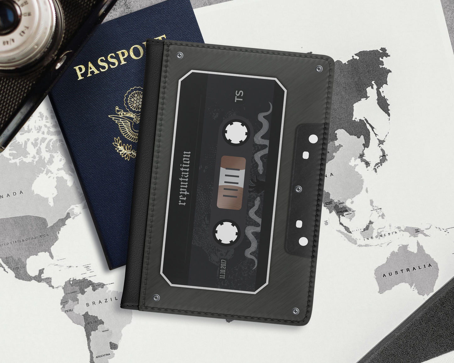 Reputation era cassette tape passport cover