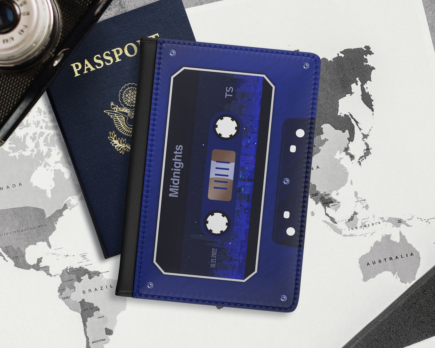 Midnights era cassette tape passport cover