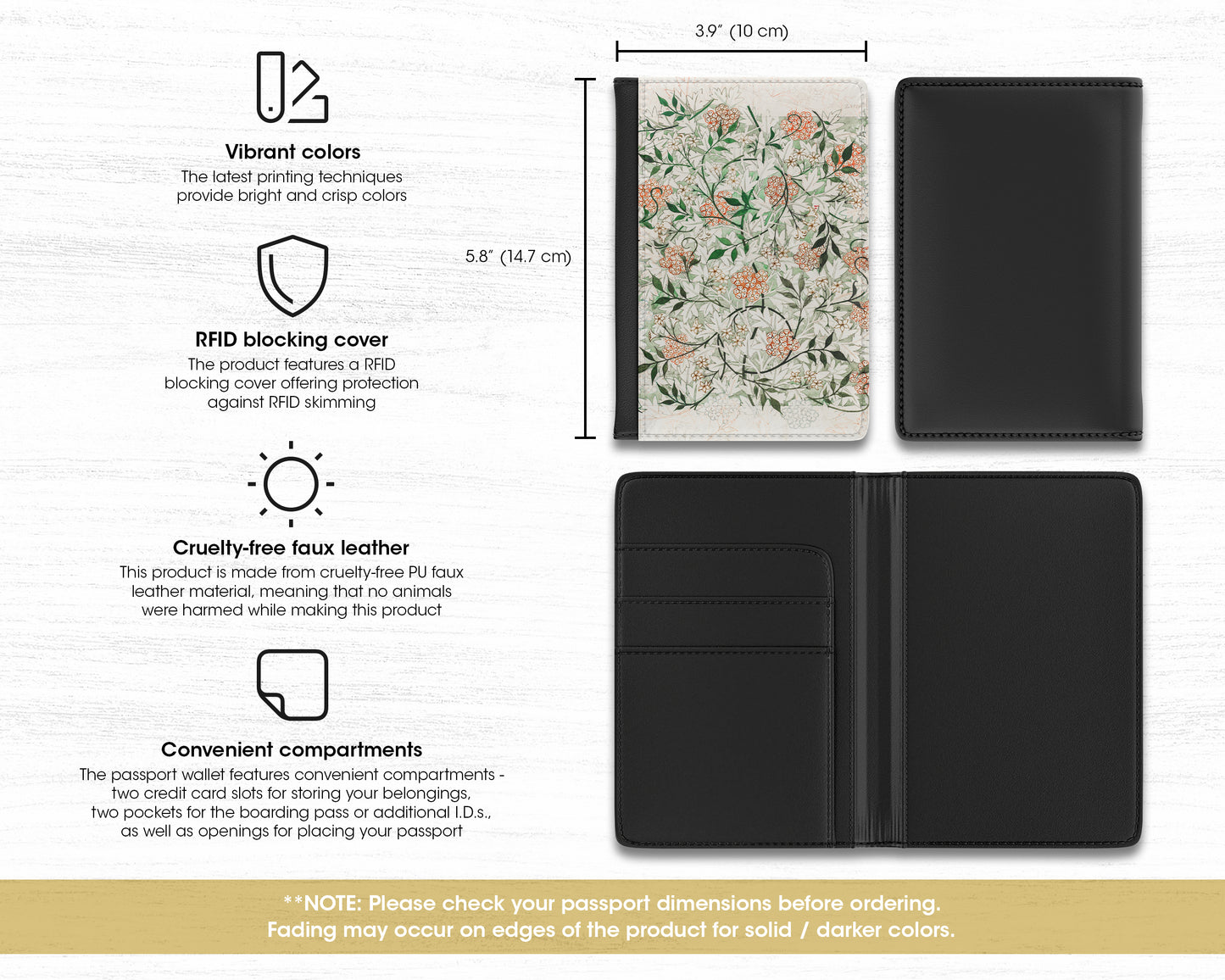 William Morris - Jasmine Pattern Artwork passport cover