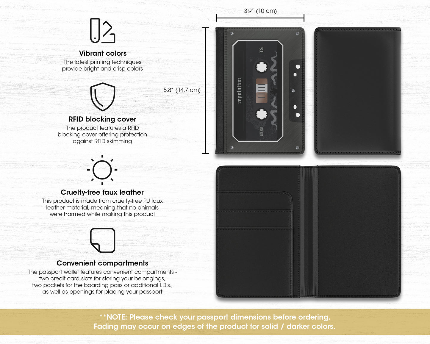 Reputation era cassette tape passport cover