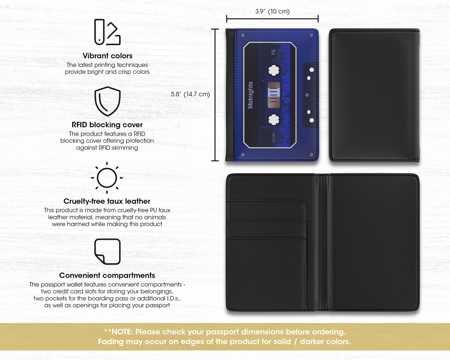 Midnights era cassette tape passport cover