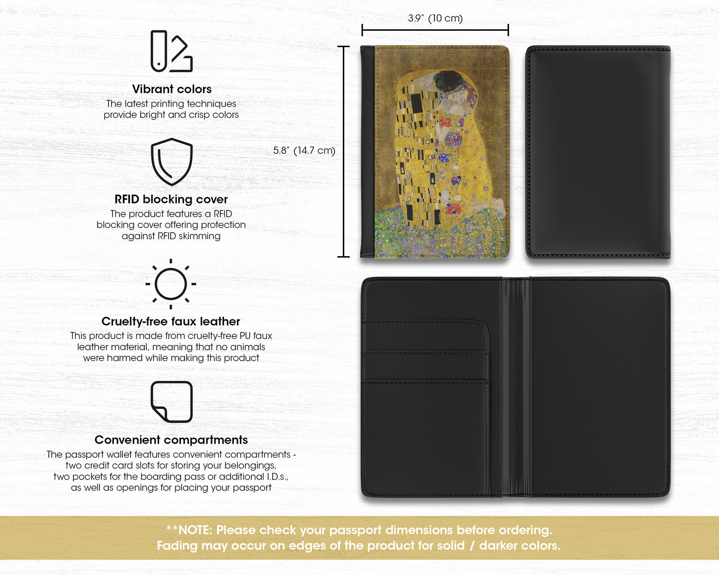 Gustav Klimt - The Kiss passport cover