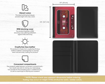 Red era cassette tape passport cover
