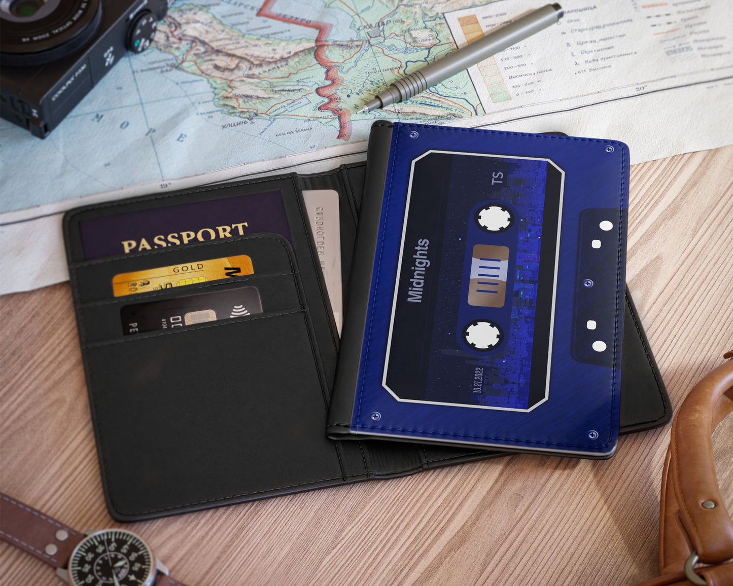 Midnights era cassette tape passport cover