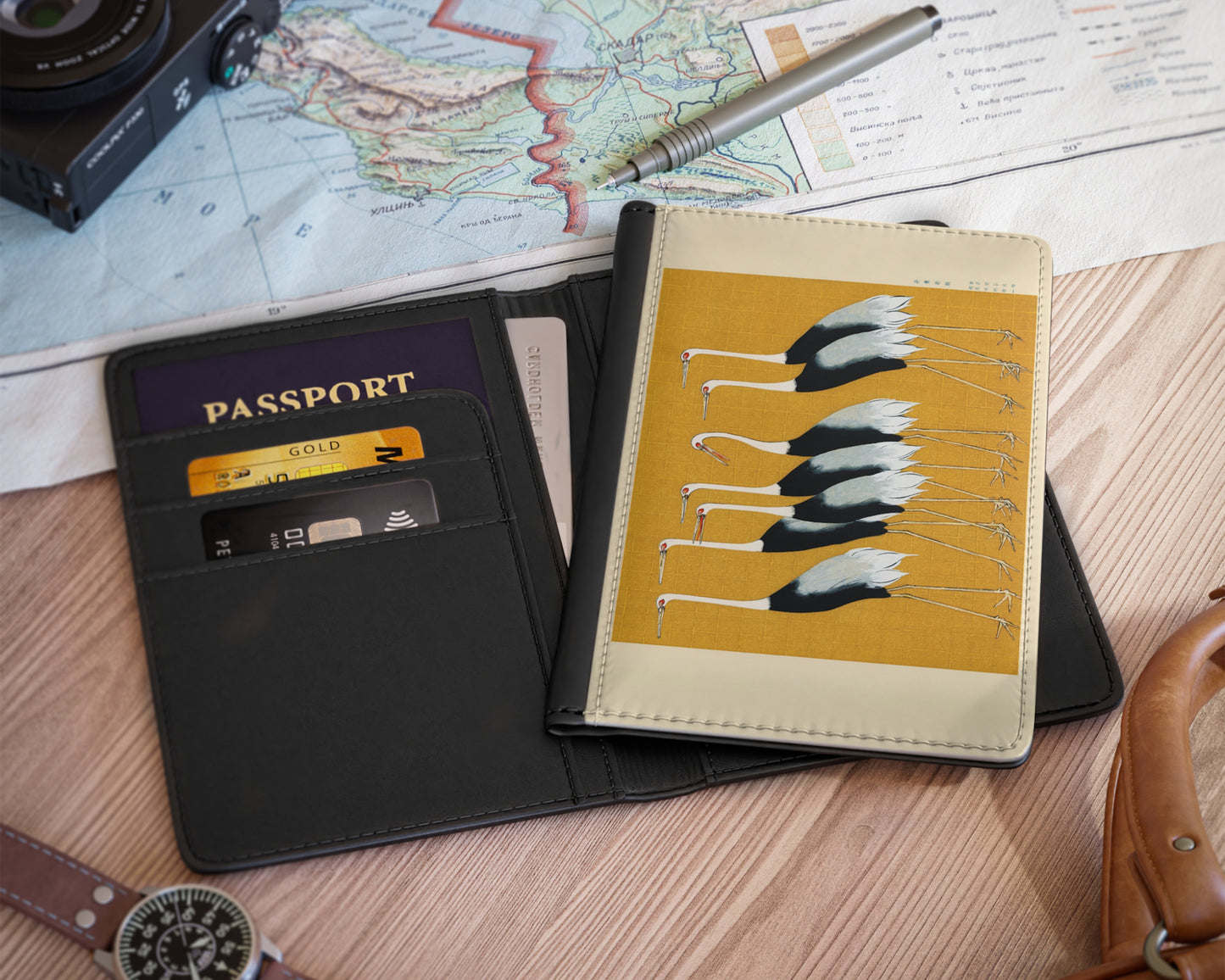 Ogata Korin - A Traditional Portrait of a Flock of Beautiful Japanese Red Crown Crane passport cover