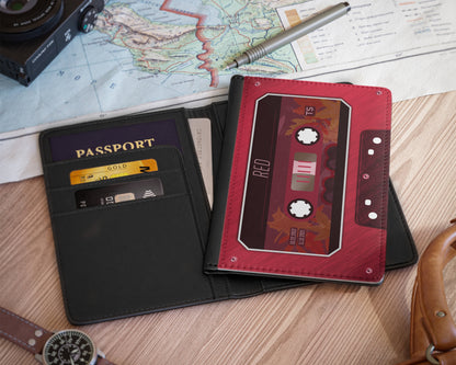 Red era cassette tape passport cover