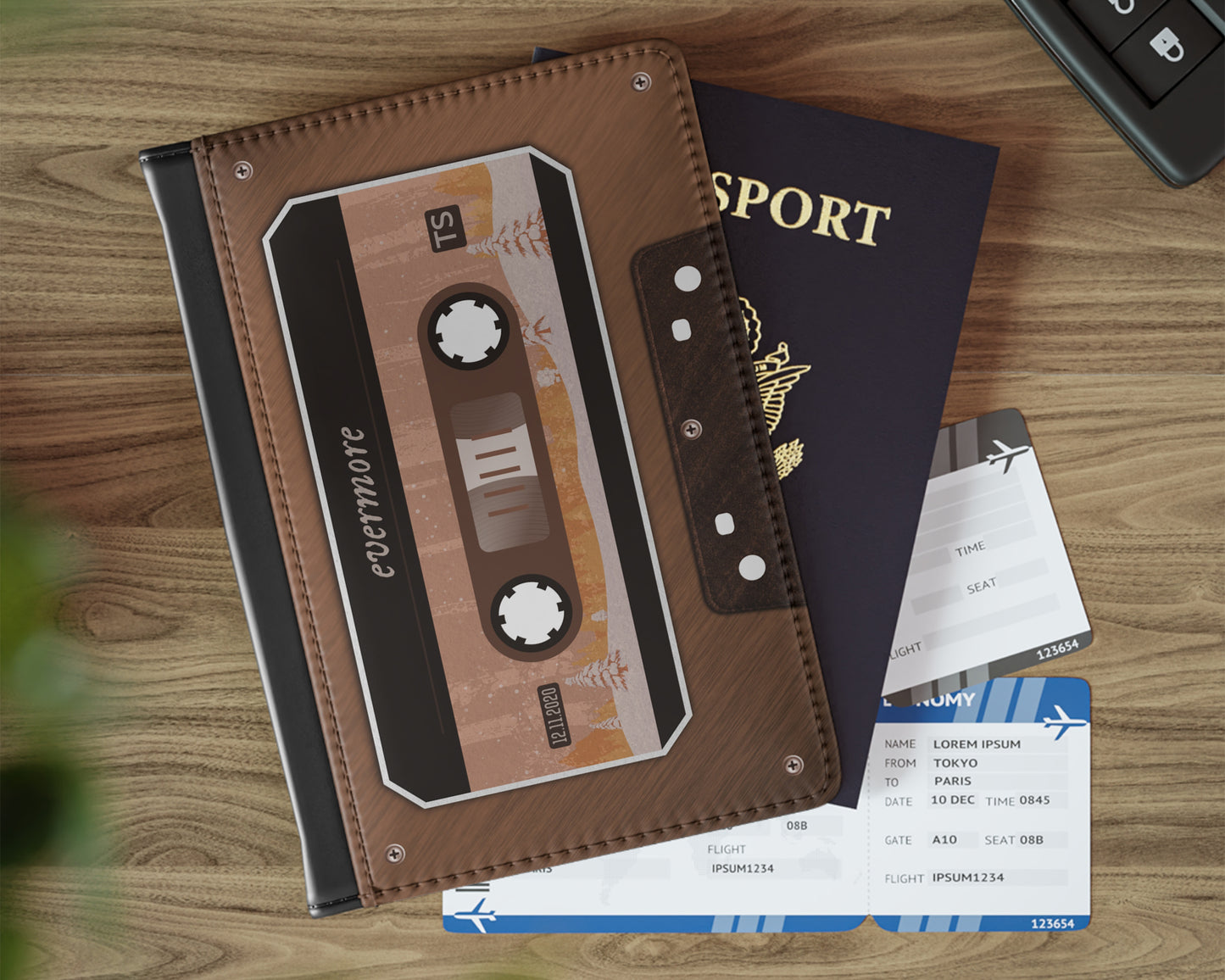 Evermore era cassette tape passport cover