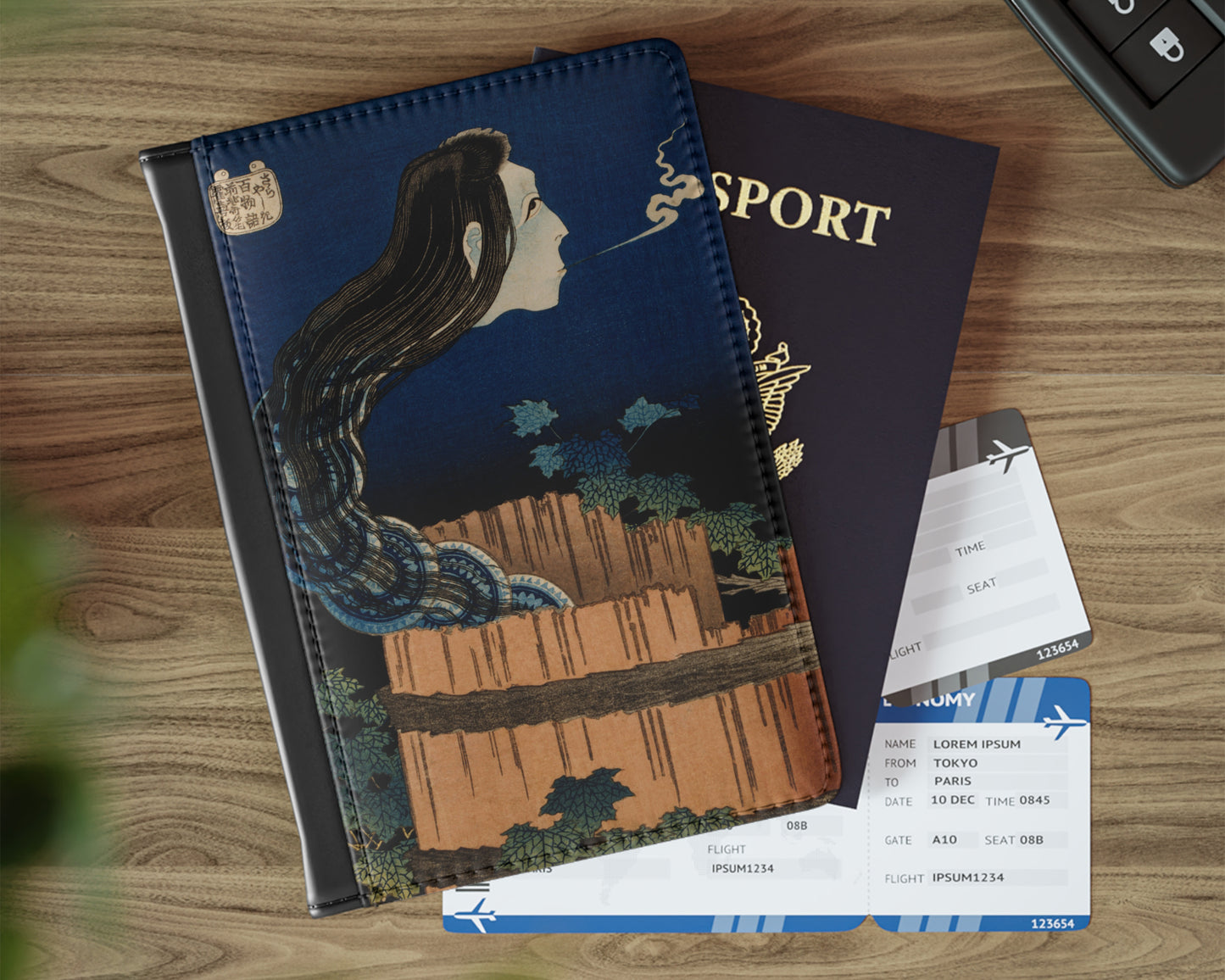 Katsushika Hokusai - The Mansion of the Plates passport cover