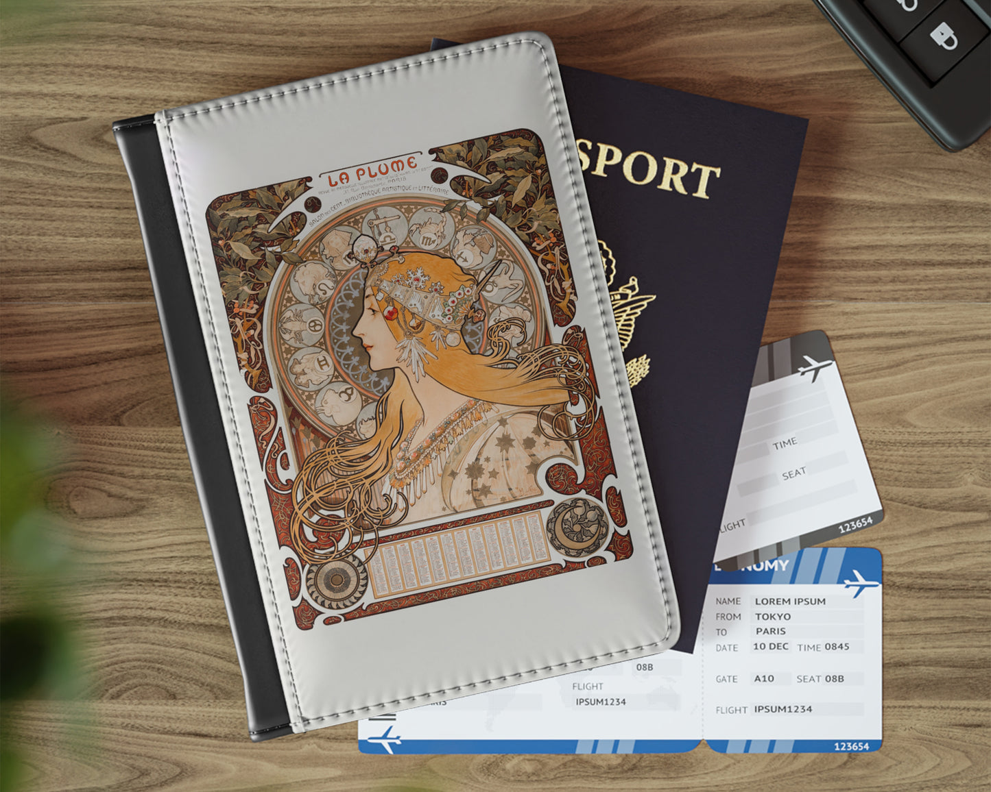 Alphonse Maria Mucha - Zodiaque (La Plume) passport cover
