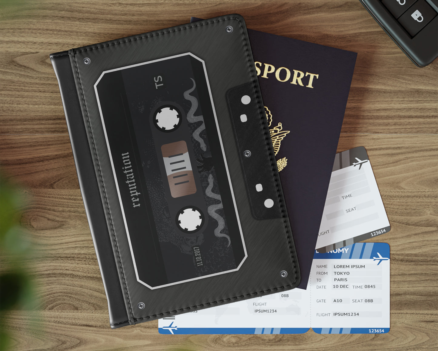 Reputation era cassette tape passport cover