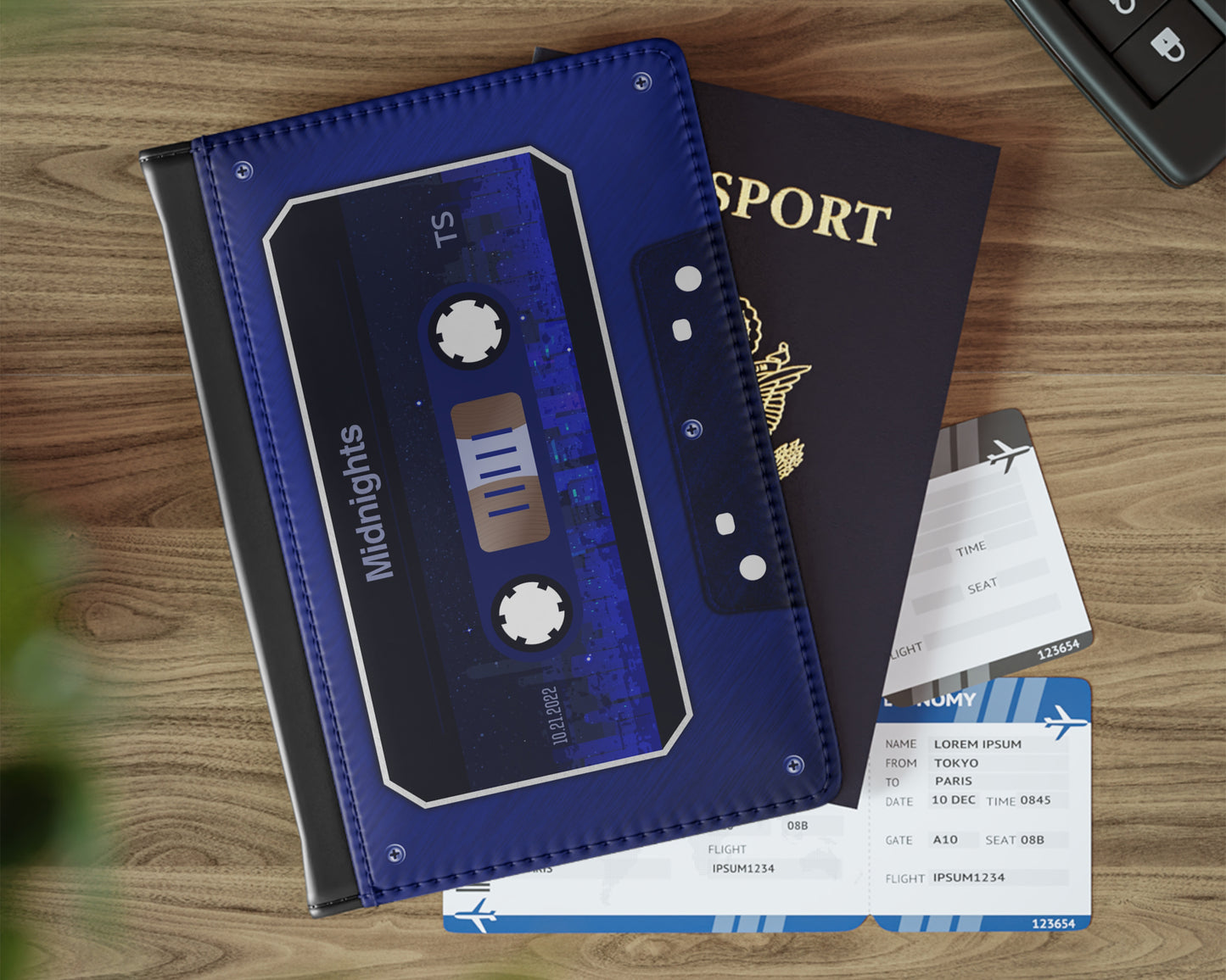 Midnights era cassette tape passport cover