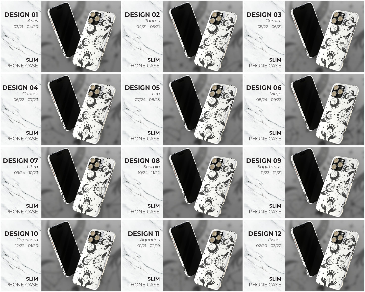 Zodiac sign black celestial symbols on white background iPhone case