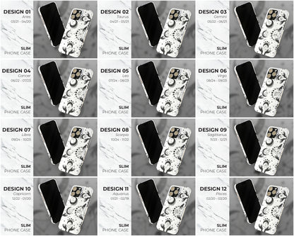 Zodiac sign black celestial symbols on white background iPhone case