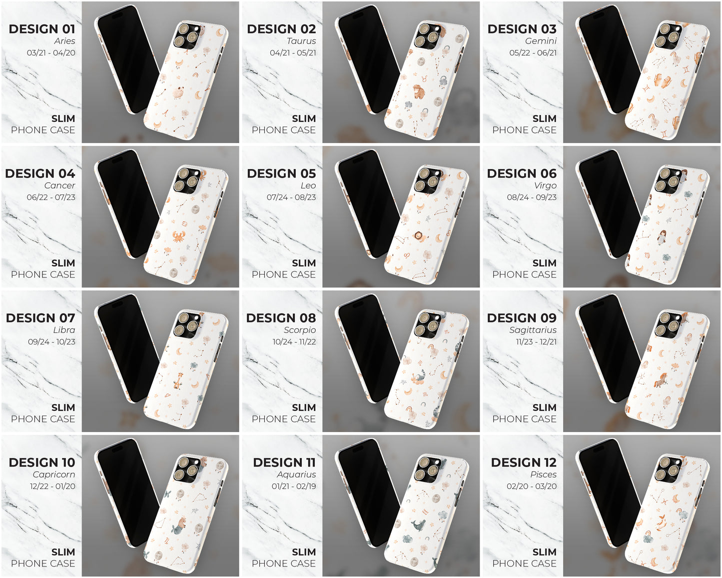 Zodiac sign watercolor baby patterns iPhone case