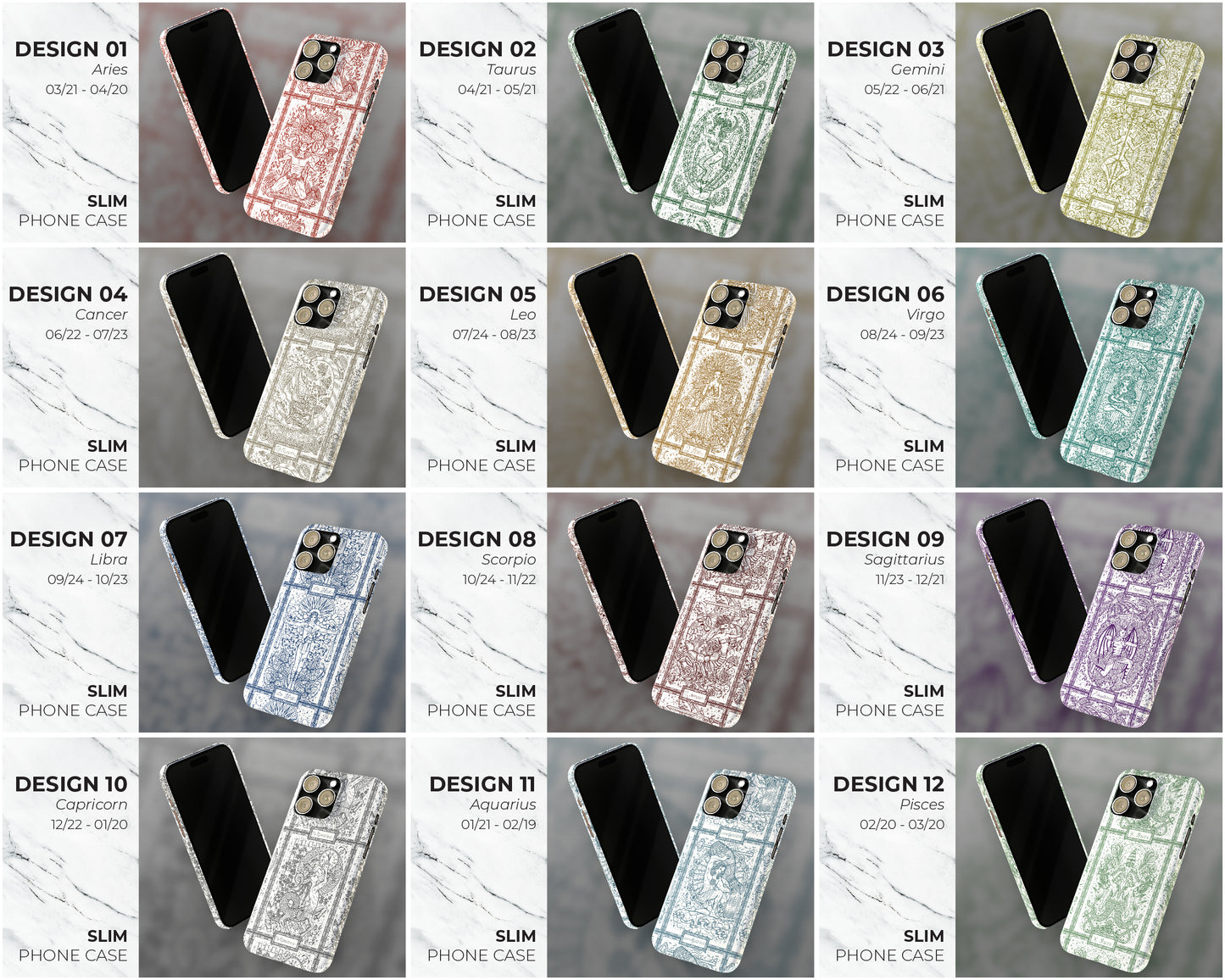 Zodiac sign line art cards iPhone case