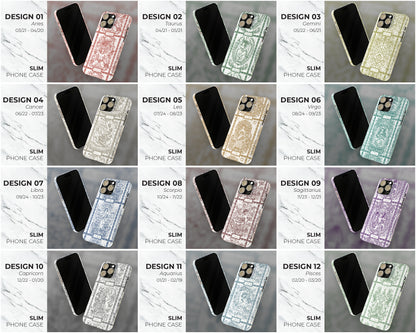 Zodiac sign line art cards iPhone case
