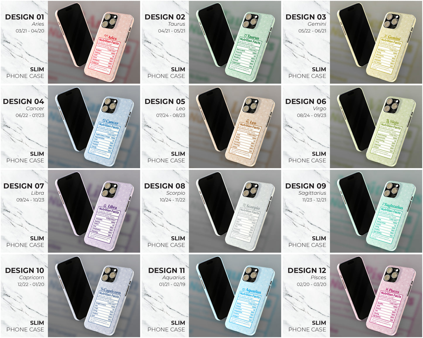 Zodiac sign nutrition facts labels iPhone case