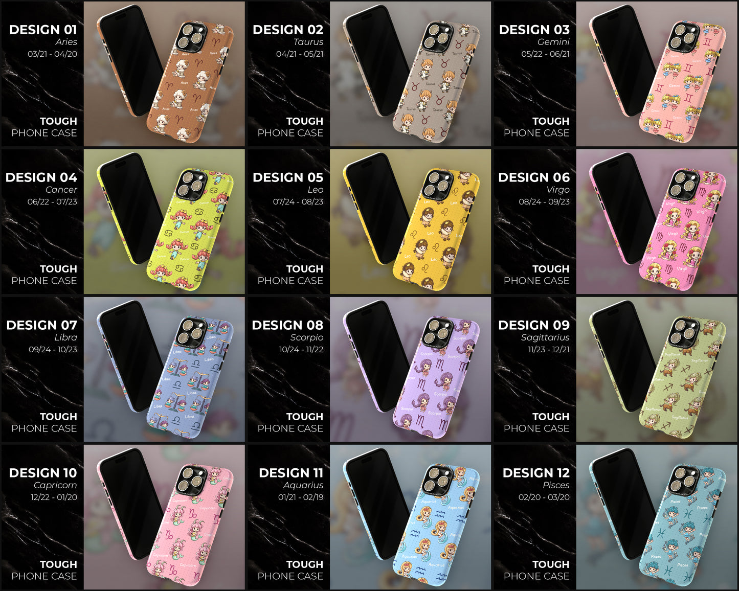 Zodiac sign cute cartoon girls iPhone case