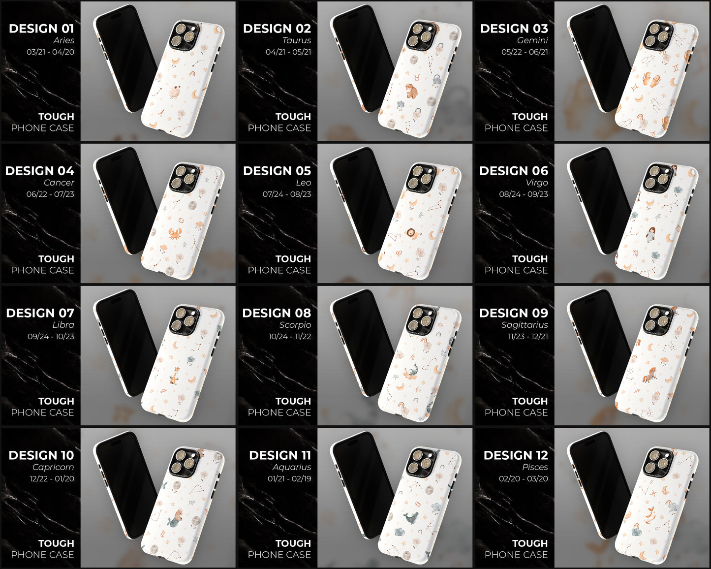 Zodiac sign watercolor baby patterns iPhone case