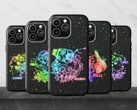 Zodiac sign glowing starry skies iPhone case