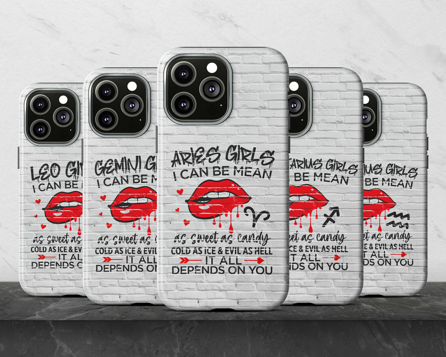 Aquarius Zodiac sign Girls I can be mean black graffiti on white brick wall iPhone case