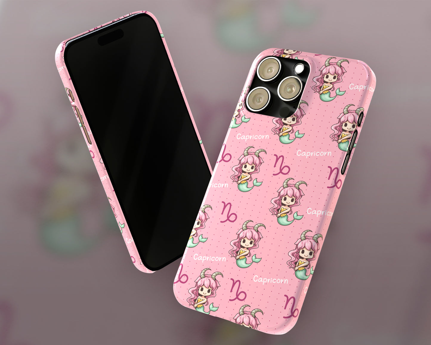 Capricorn Zodiac sign cute cartoon girl iPhone case