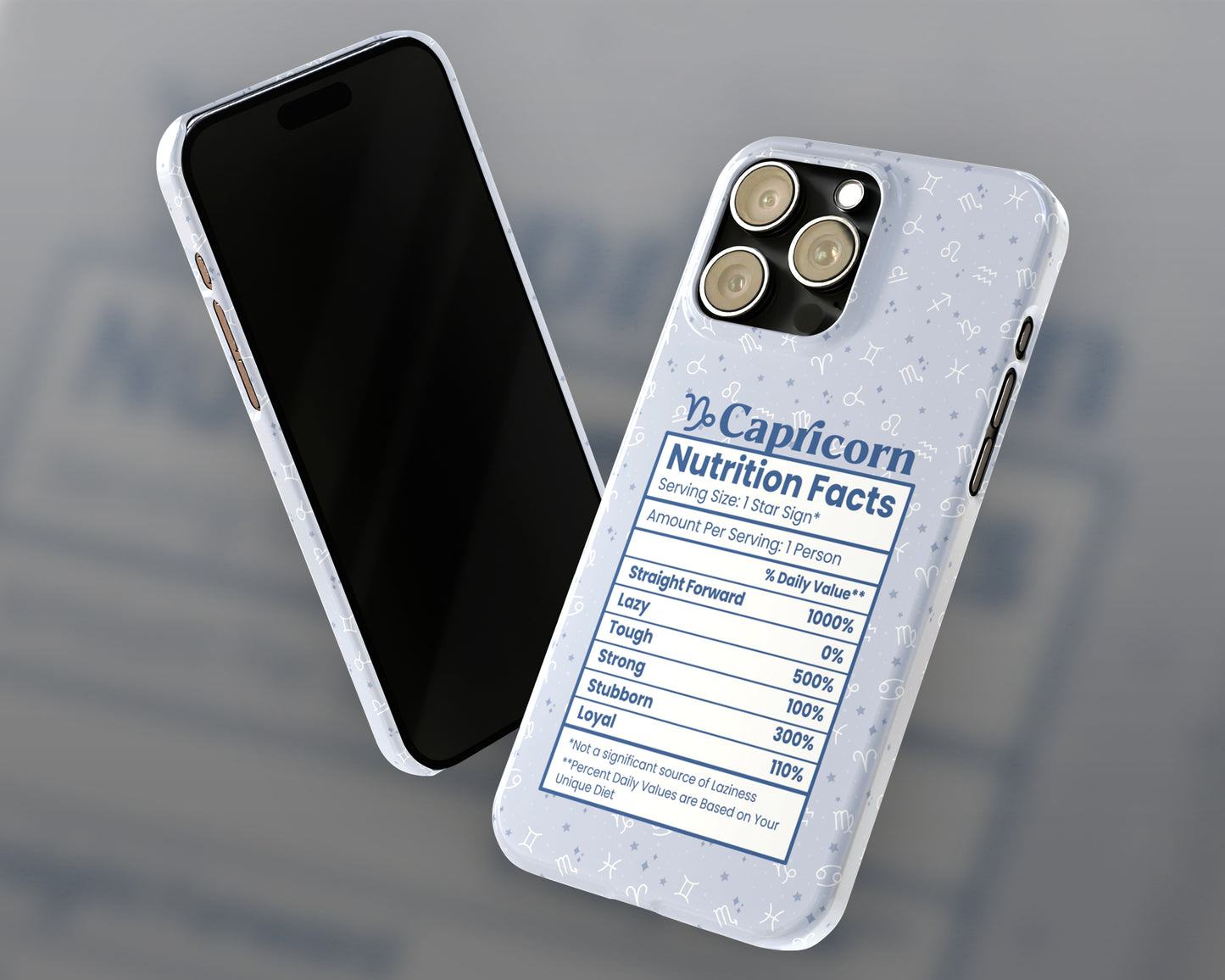 Capricorn Zodiac sign nutrition facts label iPhone case