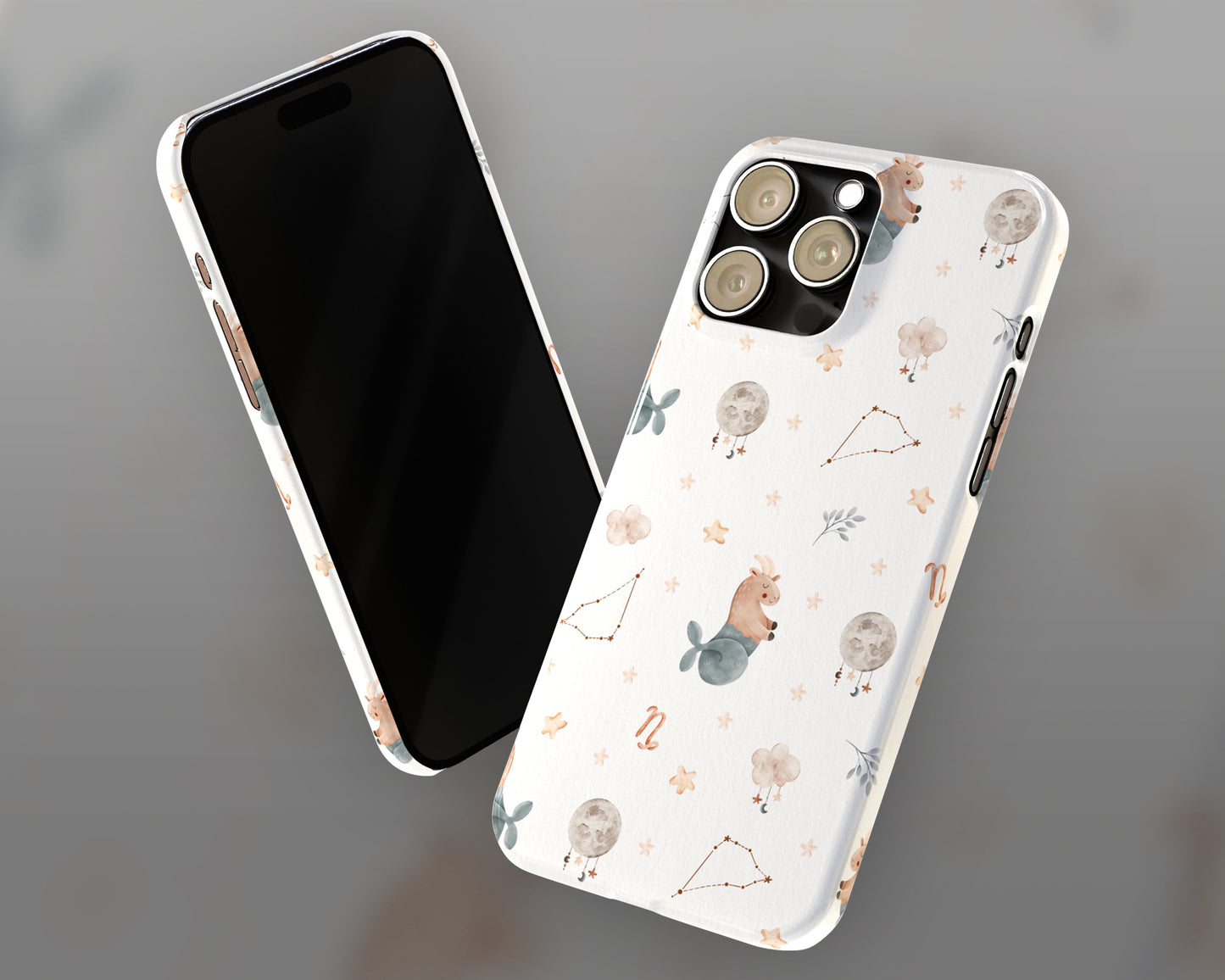 Capricorn Zodiac sign watercolor baby pattern iPhone case