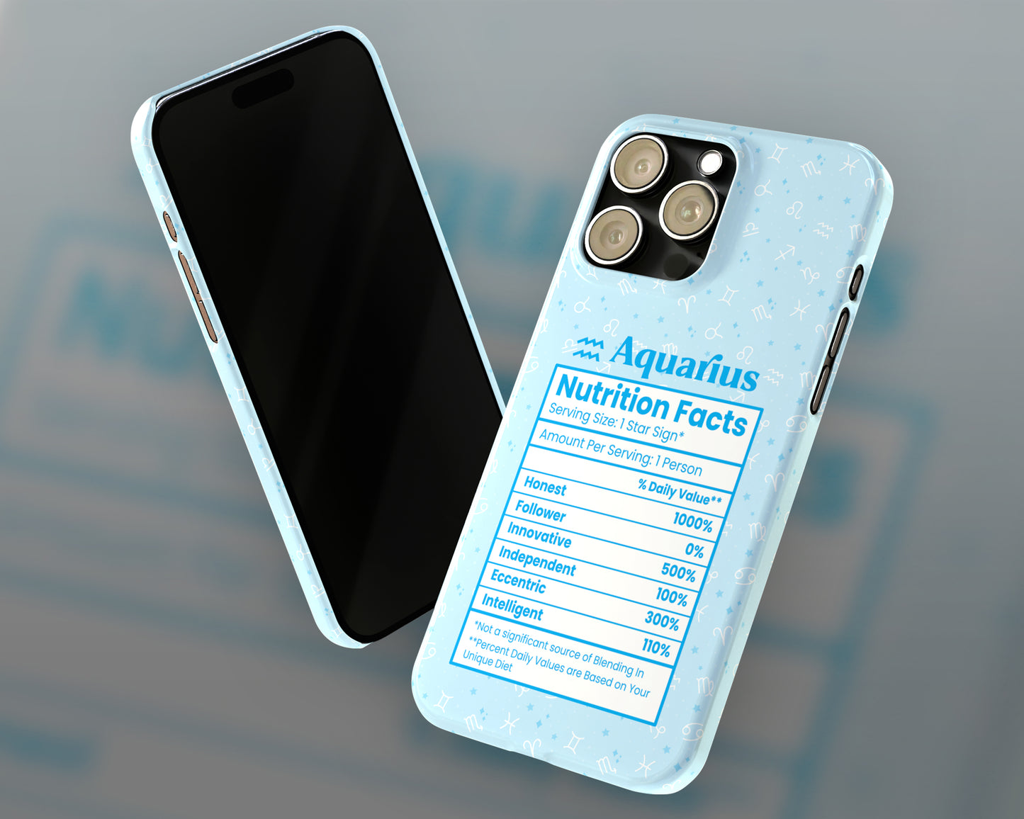 Aquarius Zodiac sign nutrition facts label iPhone case