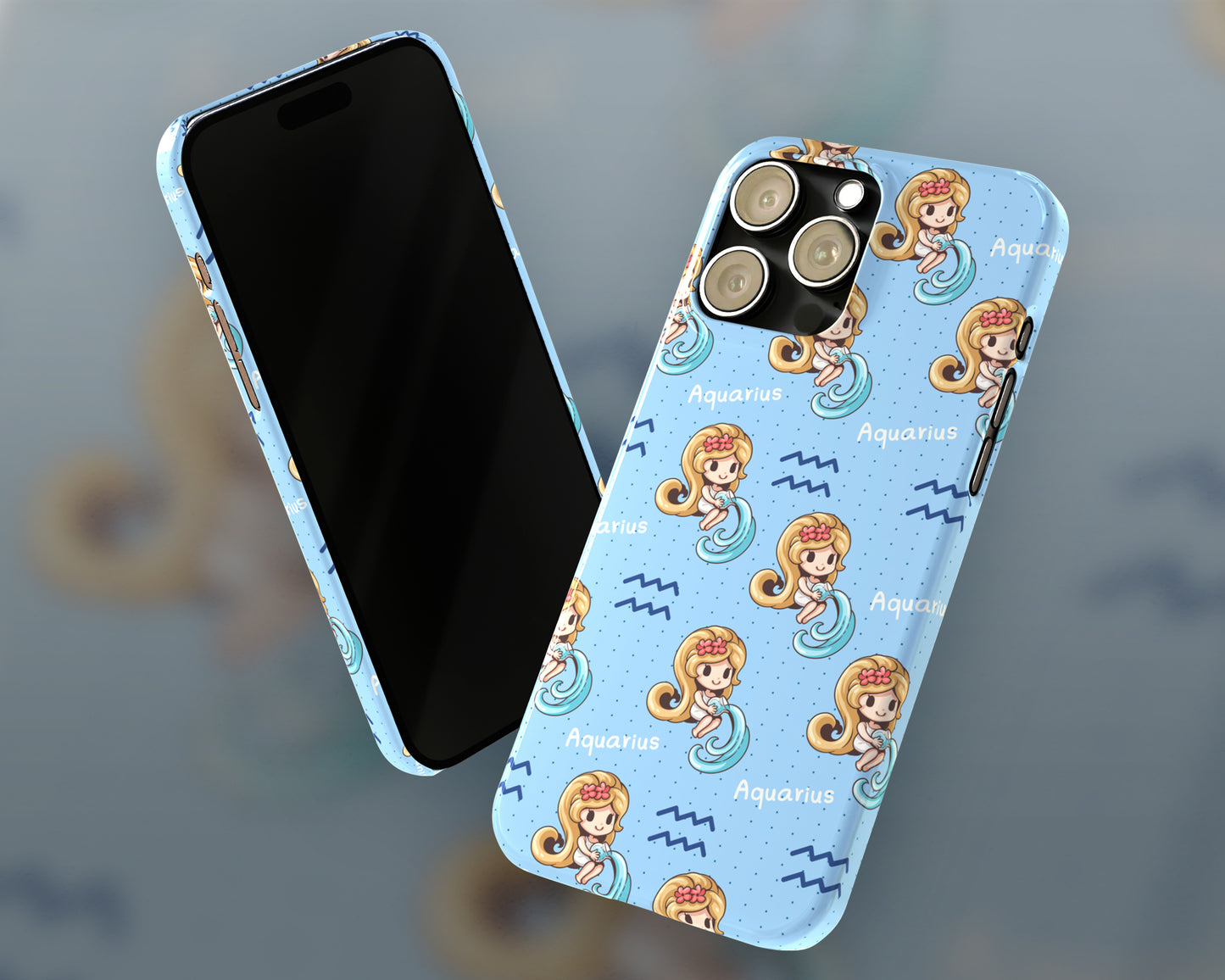 Aquarius Zodiac sign cute cartoon girl iPhone case