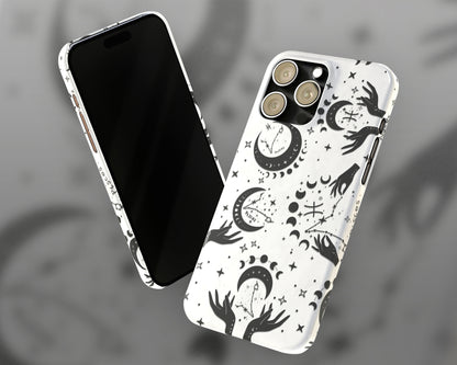 Pisces Zodiac sign black celestial symbols on white background iPhone case