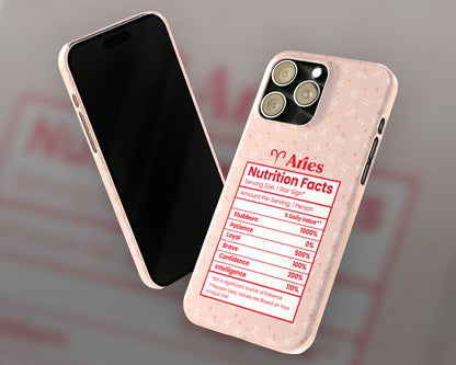 Aries Zodiac sign nutrition facts label iPhone case