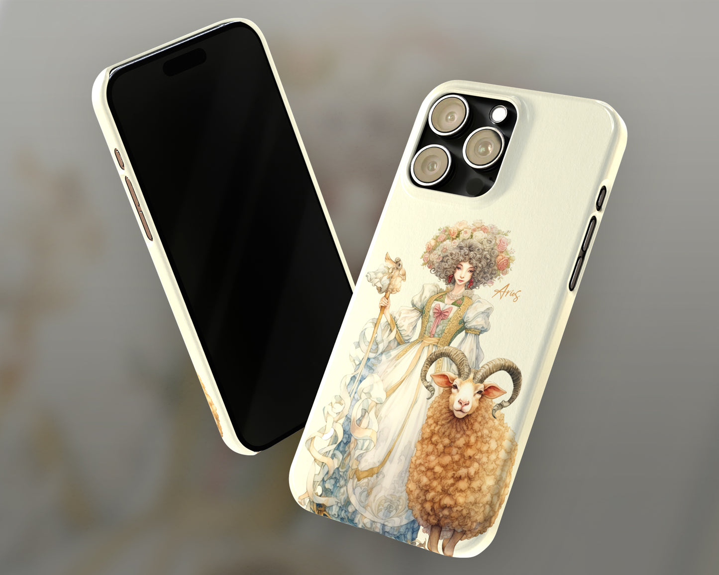 Aries Zodiac sign watercolor Goddess iPhone case