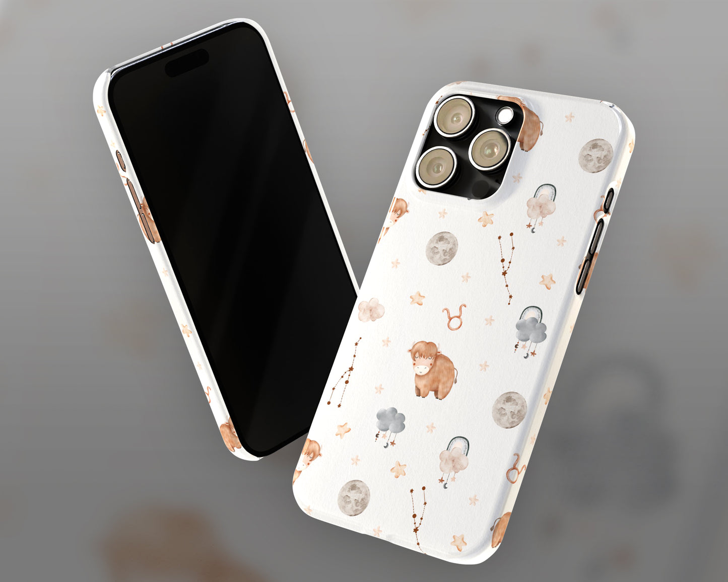 Taurus Zodiac sign watercolor baby pattern iPhone case