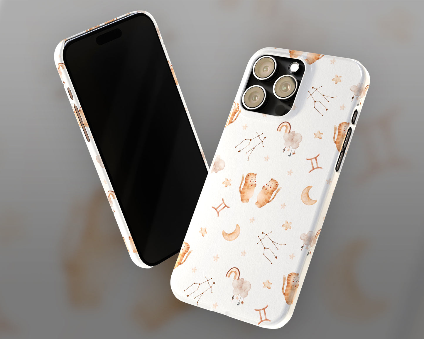 Gemini Zodiac sign watercolor baby pattern iPhone case